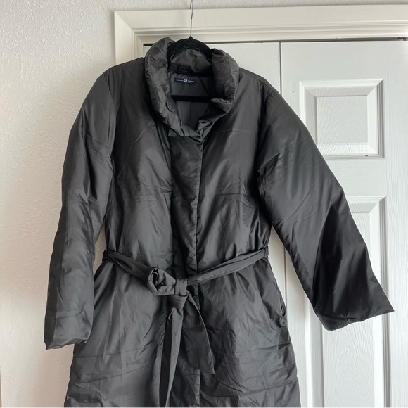 Gap Black Long Black Wrap Puffer Down Fuller Warm Winter Coat Jacket - Picture 6 of 6